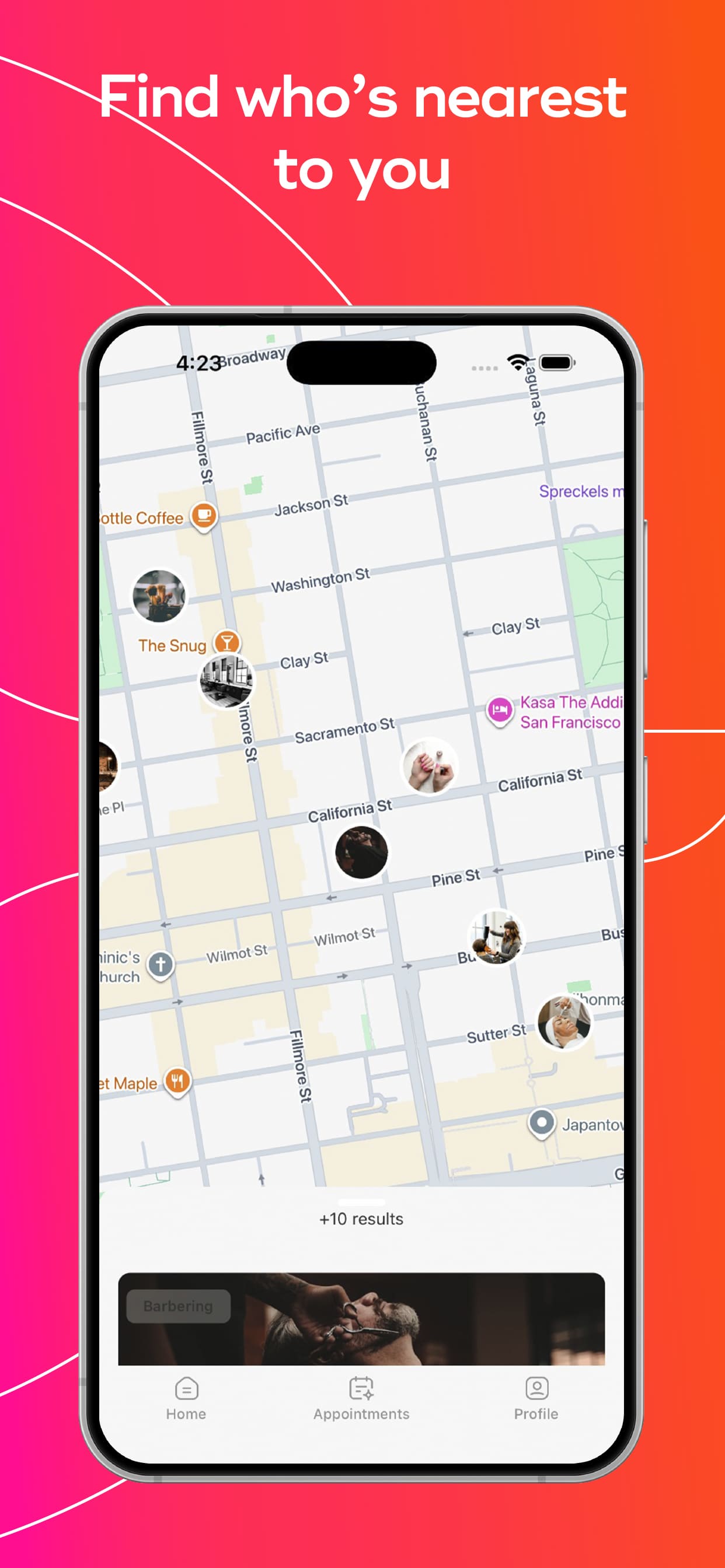 GlamUP client app: finding salons and beauty professionals nearby